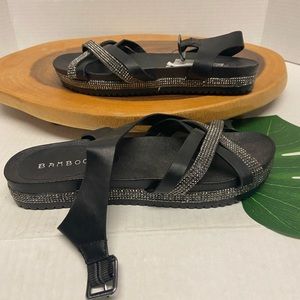 Bamboo GOAL Blinged Rhinestone Sandals NWT